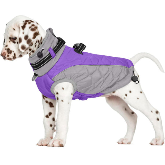 CAREUPET Dog Coat Small Dog Winter Coat Dog Zipper Jacket Dog Cold Weather Coats Turtleneck Dog Winter Jacket Reflective Dog Fleece Vest Water Resistant Warm Dog Clothes D Ring S Purple